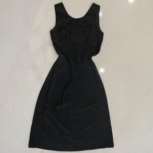 Liz Claiborne NIGHT Sz 16 Black Button Back Sleeveless Sheath Dress LBD Grunge